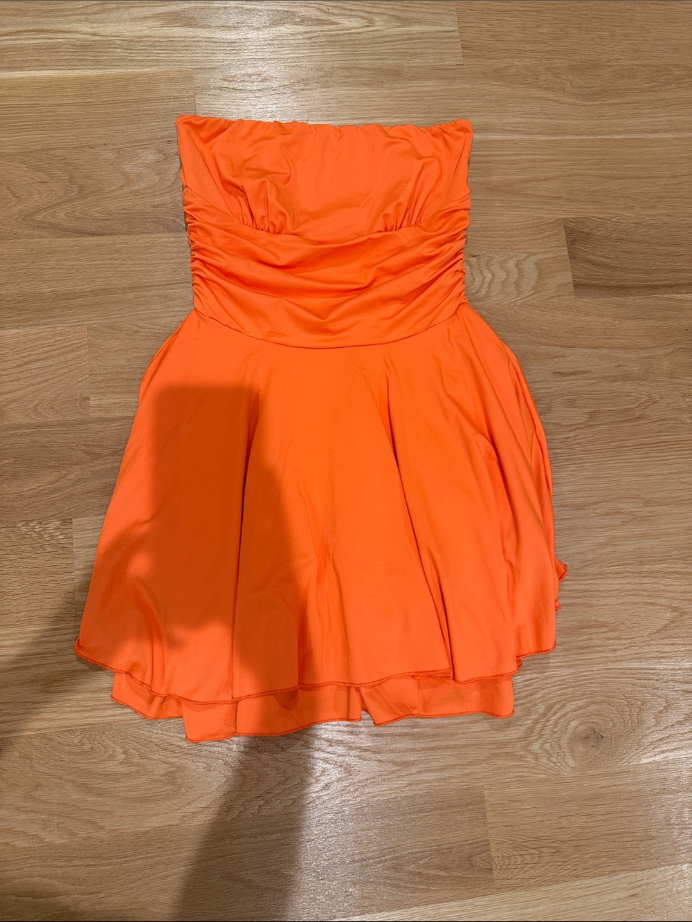 Strapless Orange Skater Dress - Women